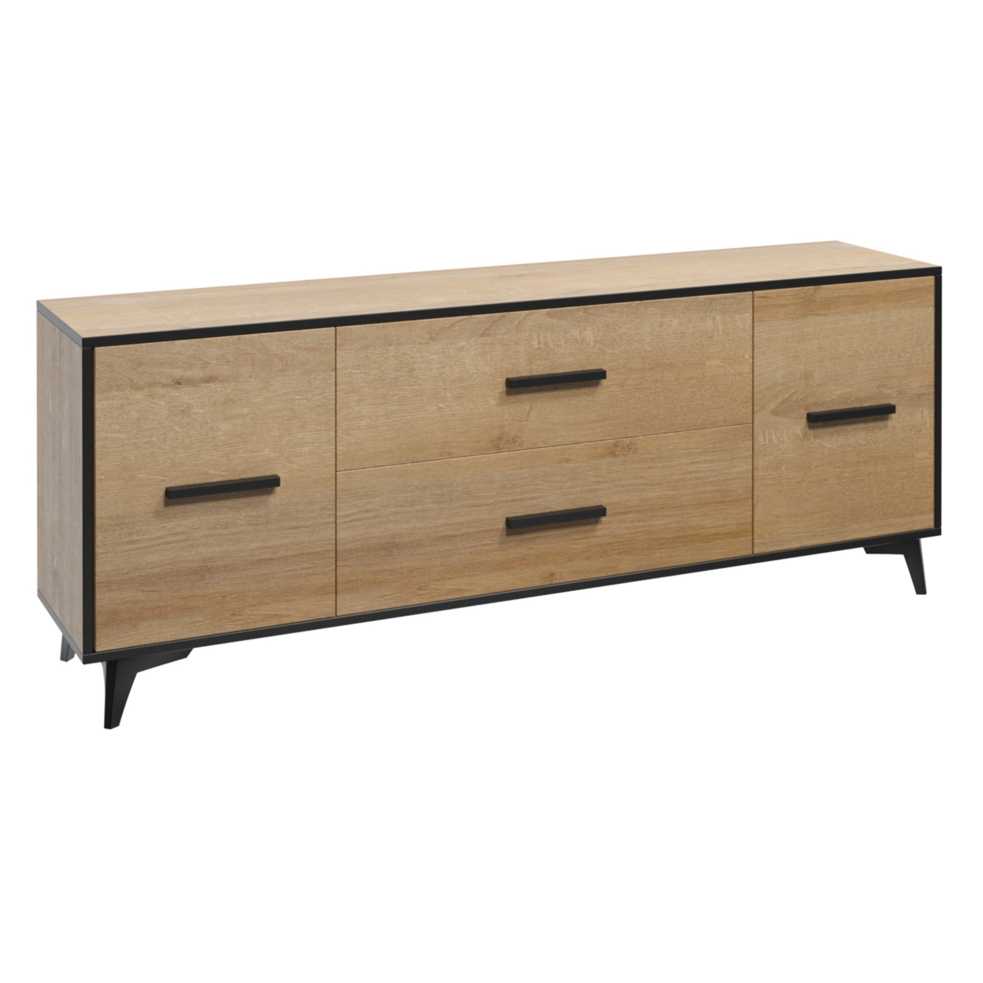 REIMS - Mueble TV en Roble o Nogal con Estructura Negra | RTV2D1S, RTV2D2S