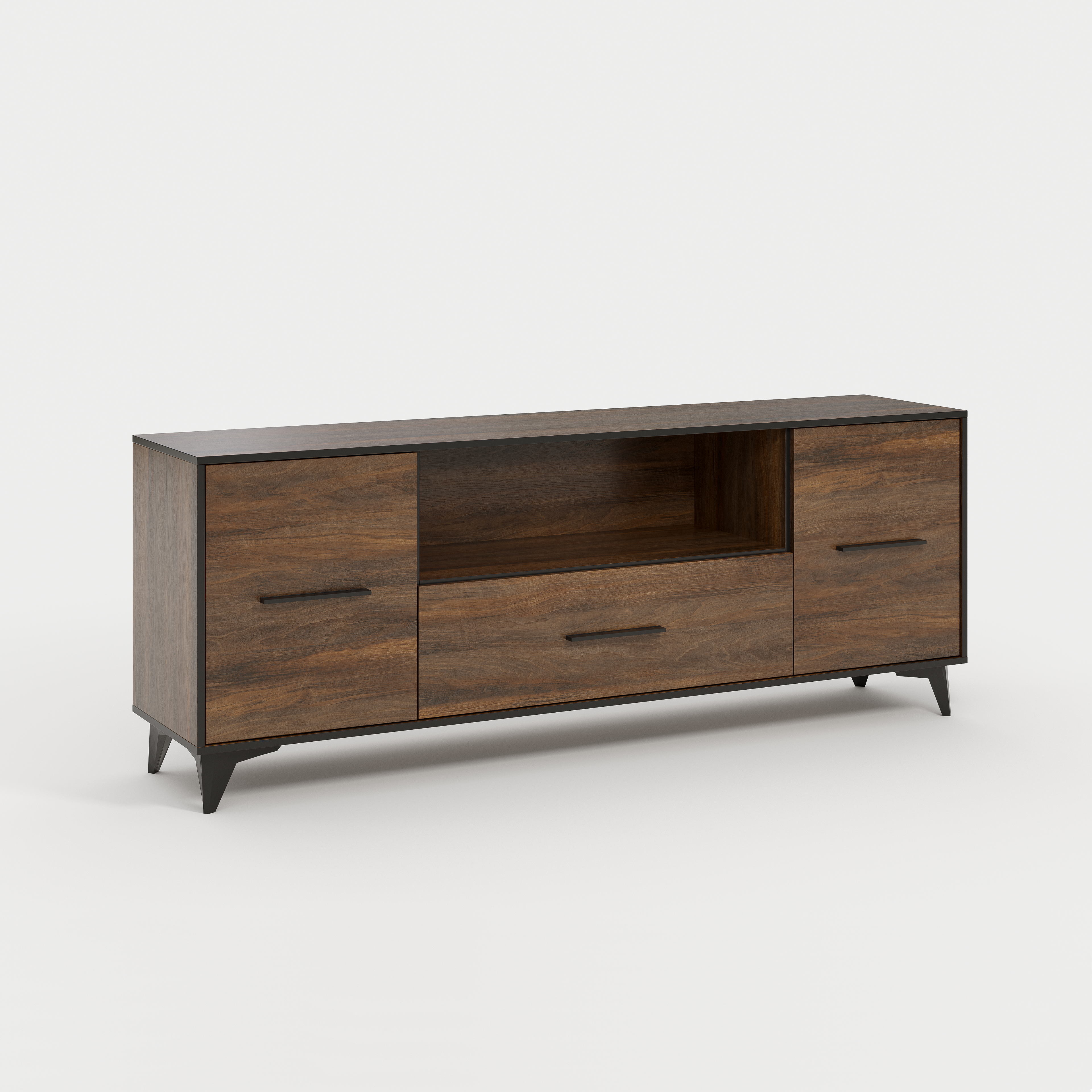 REIMS - Mueble TV en Roble o Nogal con Estructura Negra | RTV2D1S, RTV2D2S