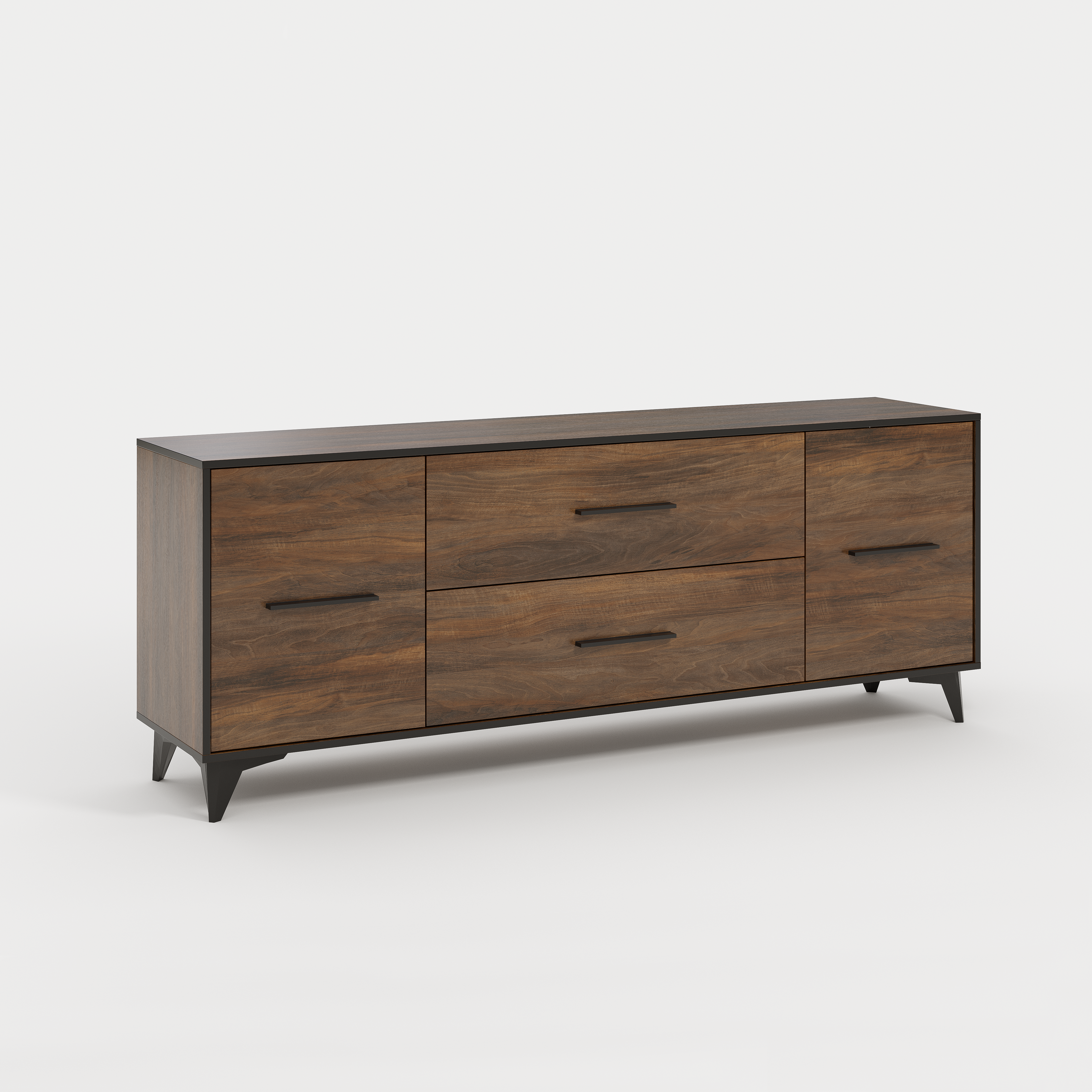 REIMS - Mueble TV en Roble o Nogal con Estructura Negra | RTV2D1S, RTV2D2S