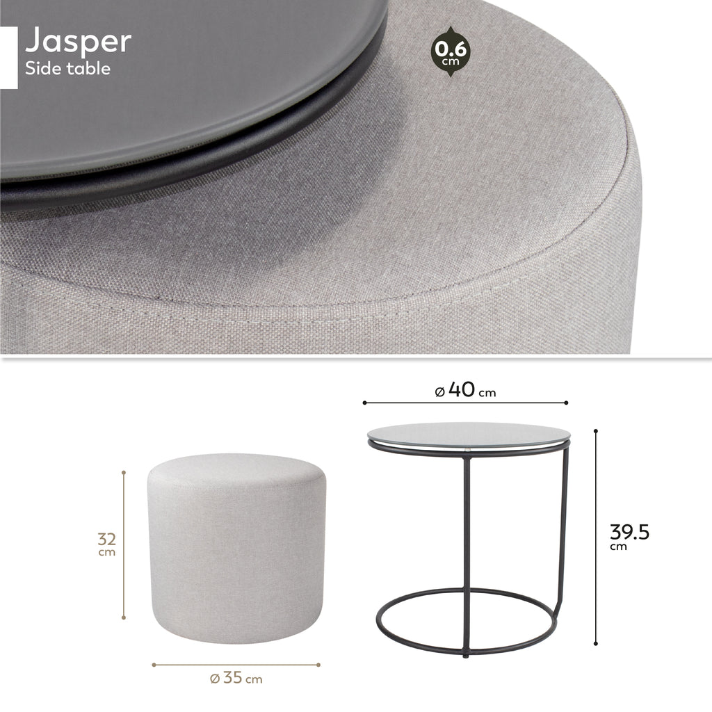 JASPER - Mesa de apoio com pufe embutido