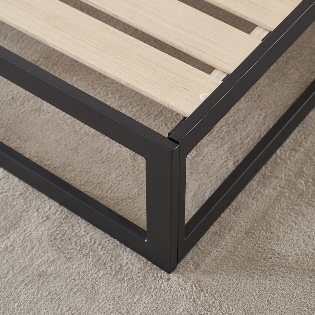 HARUKI Double Bed Frame (Black) | Definitive Minimalist Design, Heavy-Duty Steel | Tool-Free Setup, 300KG Load