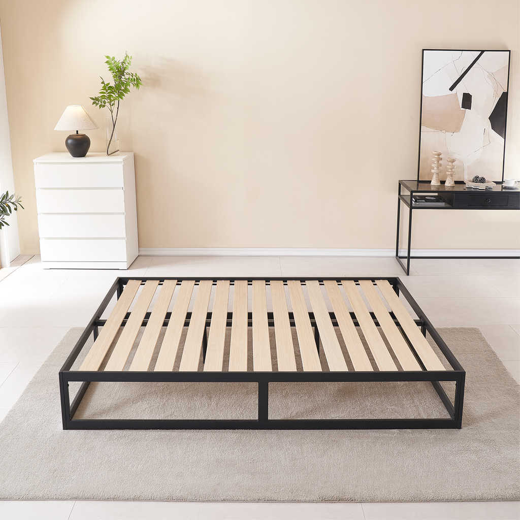 HARUKI Double Bed Frame (Black) | Definitive Minimalist Design, Heavy-Duty Steel | Tool-Free Setup, 300KG Load