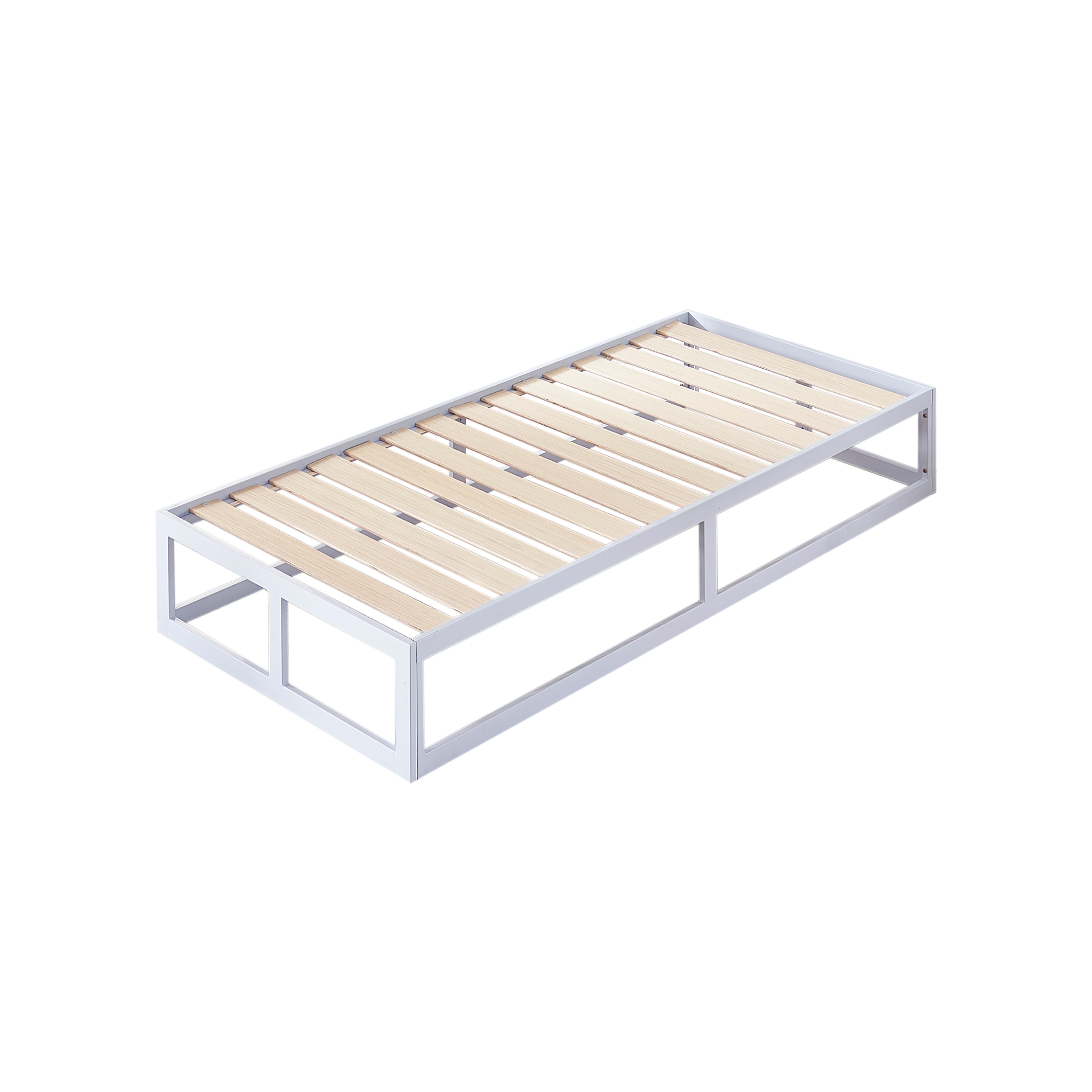 HARUKI Single Bed Frame (White) | Clean, Minimalist Aesthetic | Sturdy Wood Slats, Easy Preassembled Setup