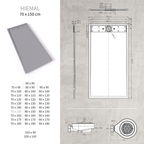 HIEMAL - Piatto doccia grigio antiscivolo, resistente e durevole - Incl. sifone e griglia inox