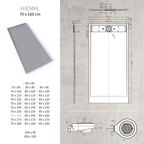 HIEMAL - Piatto doccia grigio antiscivolo, resistente e durevole - Incl. sifone e griglia inox
