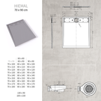 HIEMAL - Piatto doccia grigio antiscivolo, resistente e durevole - Incl. sifone e griglia inox