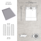 HIEMAL - Piatto doccia grigio antiscivolo, resistente e durevole - Incl. sifone e griglia inox
