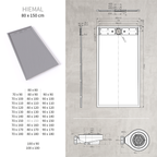 HIEMAL - Piatto doccia grigio antiscivolo, resistente e durevole - Incl. sifone e griglia inox