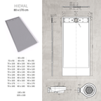 HIEMAL - Piatto doccia grigio antiscivolo, resistente e durevole - Incl. sifone e griglia inox
