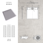HIEMAL - Piatto doccia grigio antiscivolo, resistente e durevole - Incl. sifone e griglia inox
