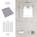 HIEMAL - Piatto doccia grigio antiscivolo, resistente e durevole - Incl. sifone e griglia inox