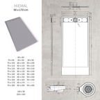 HIEMAL - Piatto doccia grigio antiscivolo, resistente e durevole - Incl. sifone e griglia inox