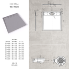 HIEMAL - Piatto doccia grigio antiscivolo, resistente e durevole - Incl. sifone e griglia inox
