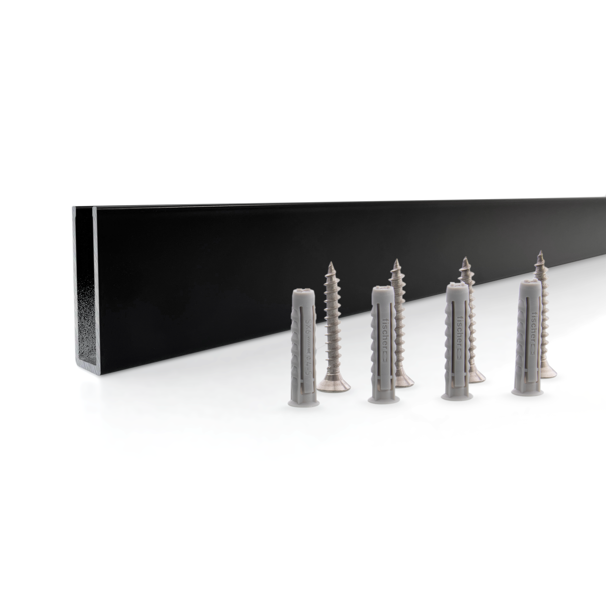 Perfil de pared de aluminio negro para panel de ducha Walk-In 8 o 10 mm