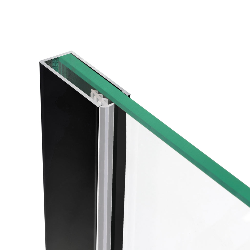 Perfil de pared de aluminio negro para panel de ducha Walk-In 8 o 10 mm