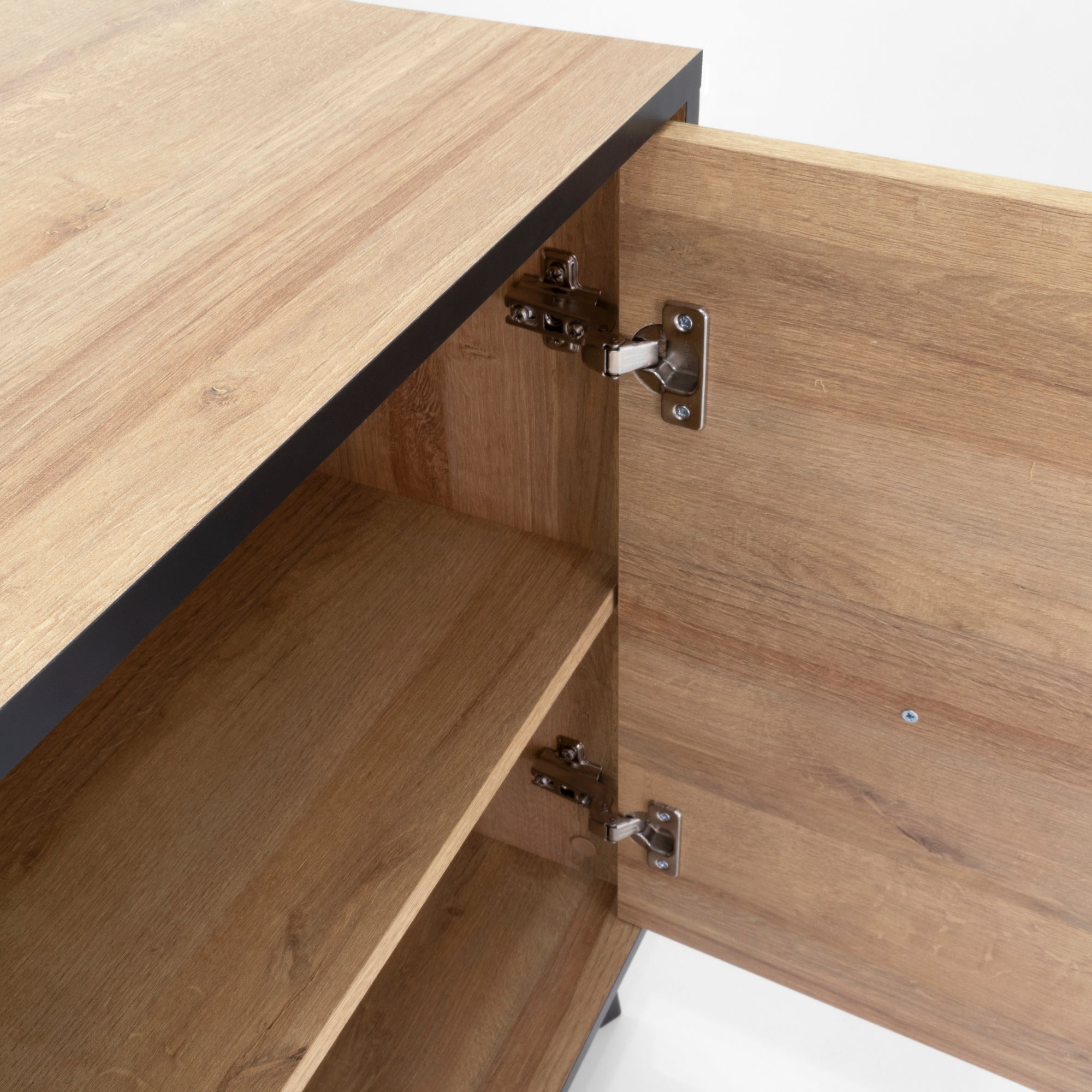 REIMS - Mueble TV en Roble o Nogal con Estructura Negra | RTV2D1S, RTV2D2S