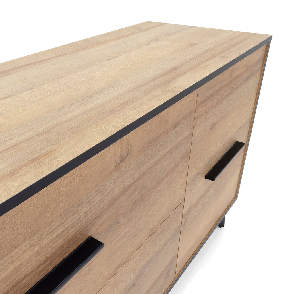 REIMS - Mueble TV en Roble o Nogal con Estructura Negra | RTV2D1S, RTV2D2S
