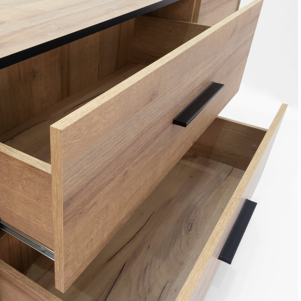 REIMS - Mueble TV en Roble o Nogal con Estructura Negra | RTV2D1S, RTV2D2S