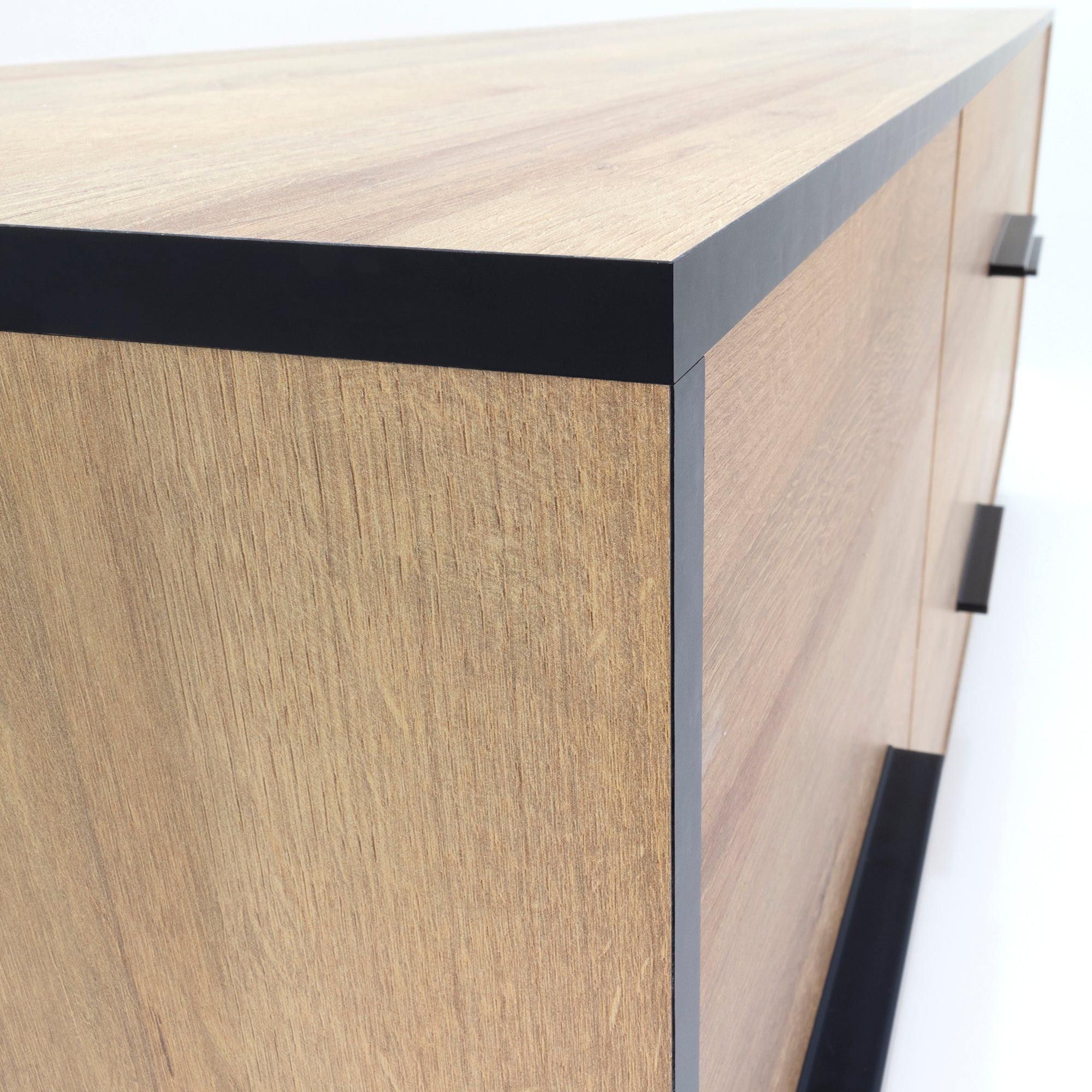 REIMS - Mueble TV en Roble o Nogal con Estructura Negra | RTV2D1S, RTV2D2S