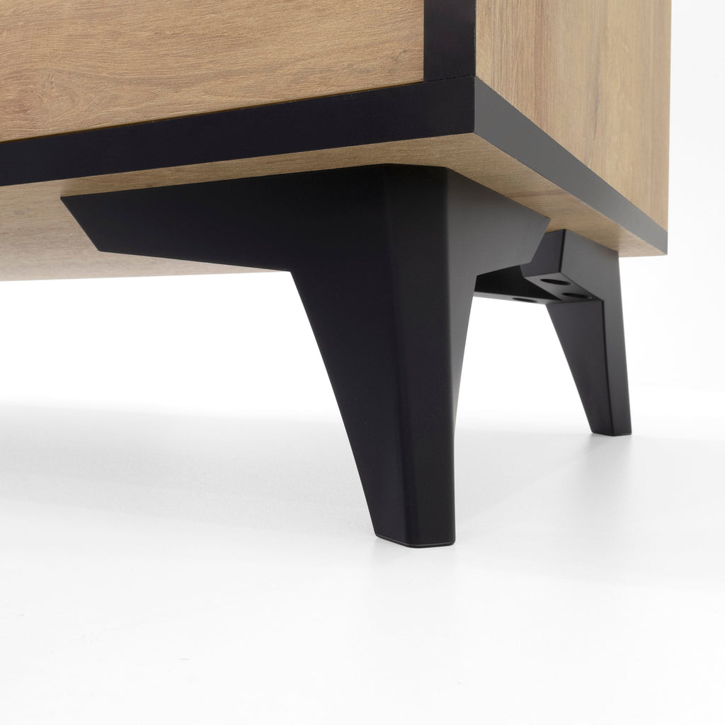 REIMS - Mueble TV en Roble o Nogal con Estructura Negra | RTV2D1S, RTV2D2S