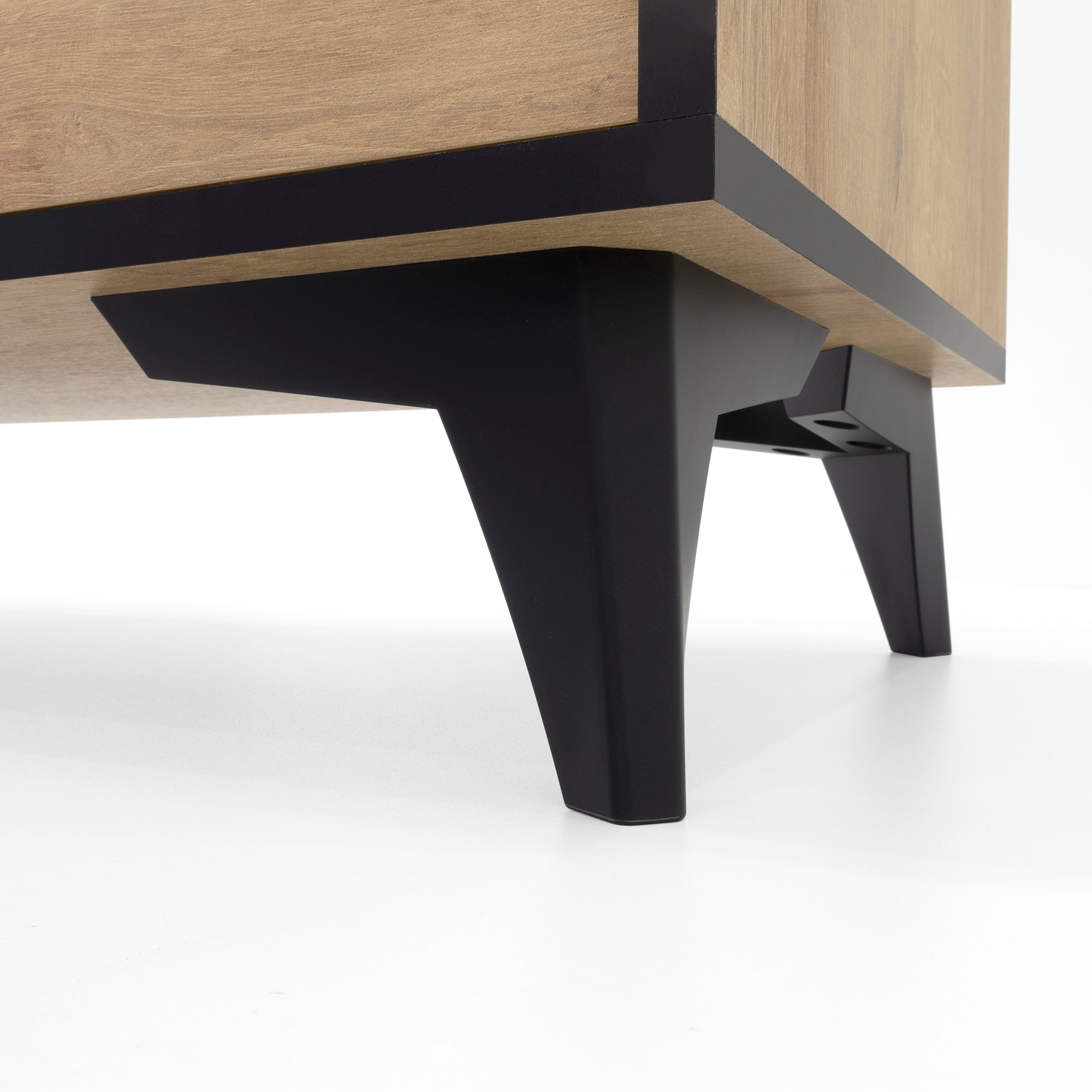 REIMS - Mueble TV en Roble o Nogal con Estructura Negra | RTV2D1S, RTV2D2S