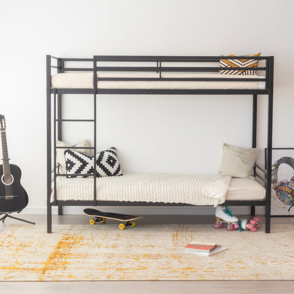 CHRISTIAN - Letto a castello doppio in metallo nero/bianco