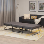 DIVAN 2 in 1 Premium | Letto pieghevole per ospiti con pouf convertibile e materasso grigio