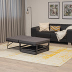 DIVAN 2 in 1 Premium | Letto pieghevole per ospiti con pouf convertibile e materasso grigio