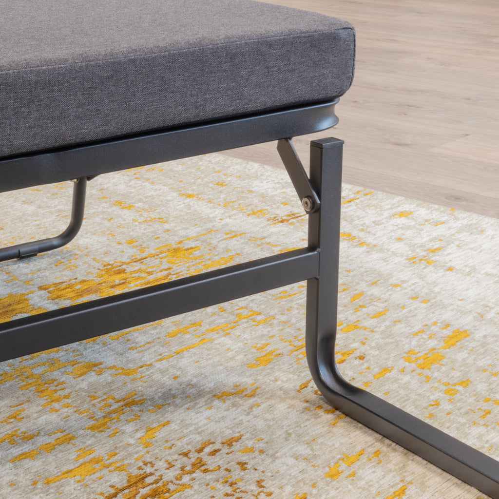 DIVAN 2 in 1 Premium | Letto pieghevole per ospiti con pouf convertibile e materasso grigio