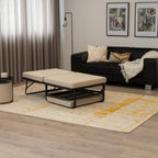 DIVAN 2 in 1 Premium | Letto pieghevole per ospiti con pouf convertibile e materasso beige