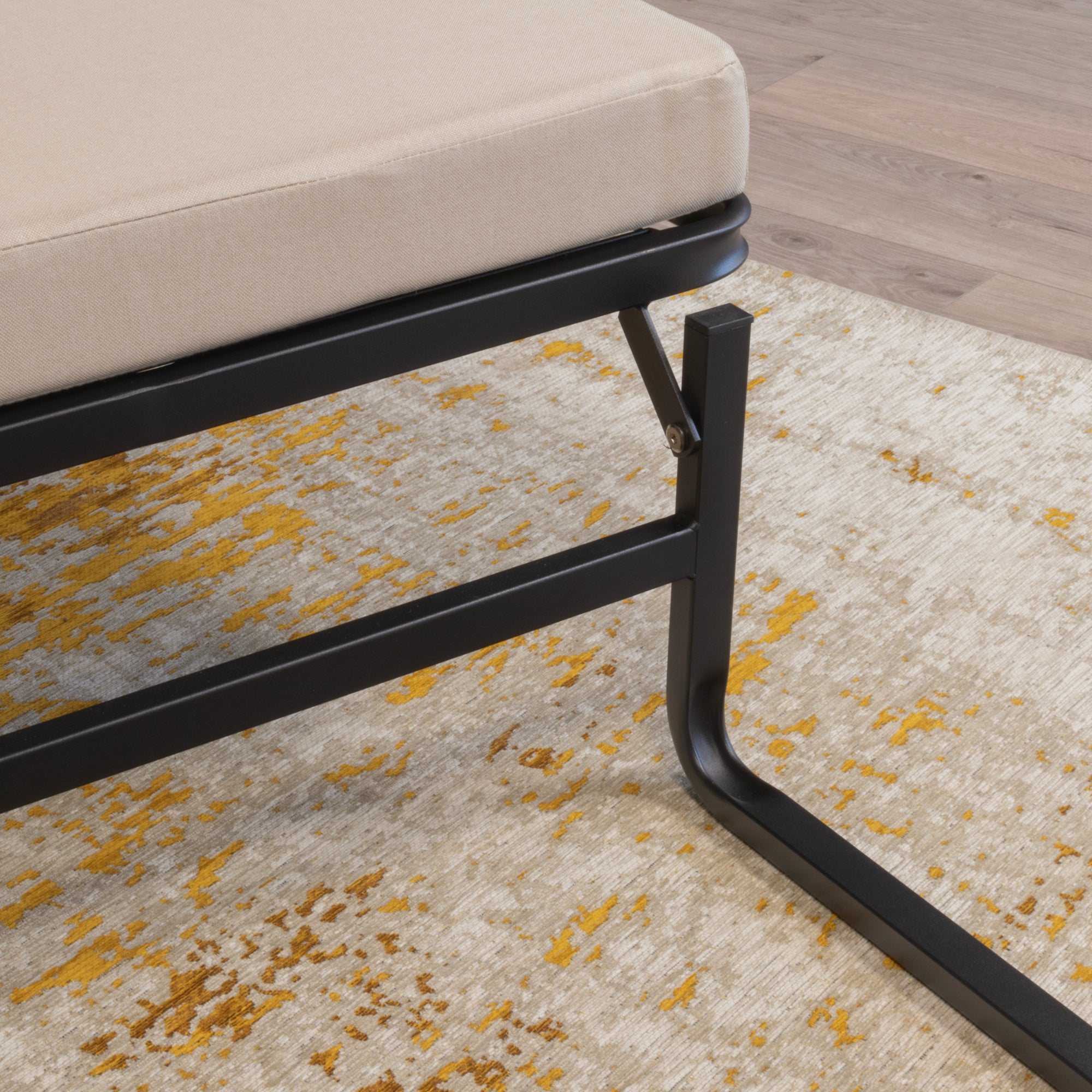DIVAN 2 in 1 Premium | Letto pieghevole per ospiti con pouf convertibile e materasso beige
