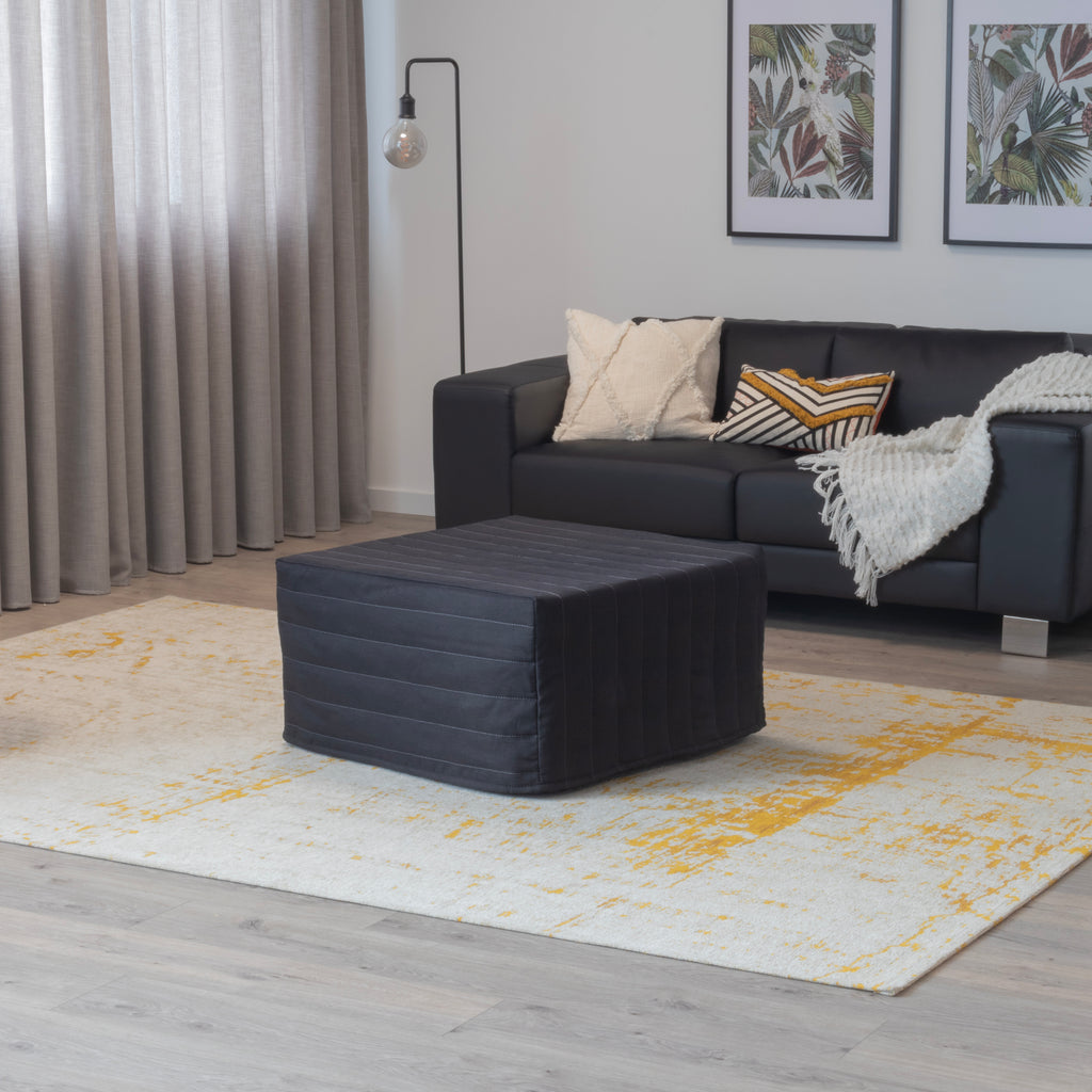 DIVAN 2 in 1 Premium | Letto pieghevole per ospiti con pouf convertibile e materasso nero