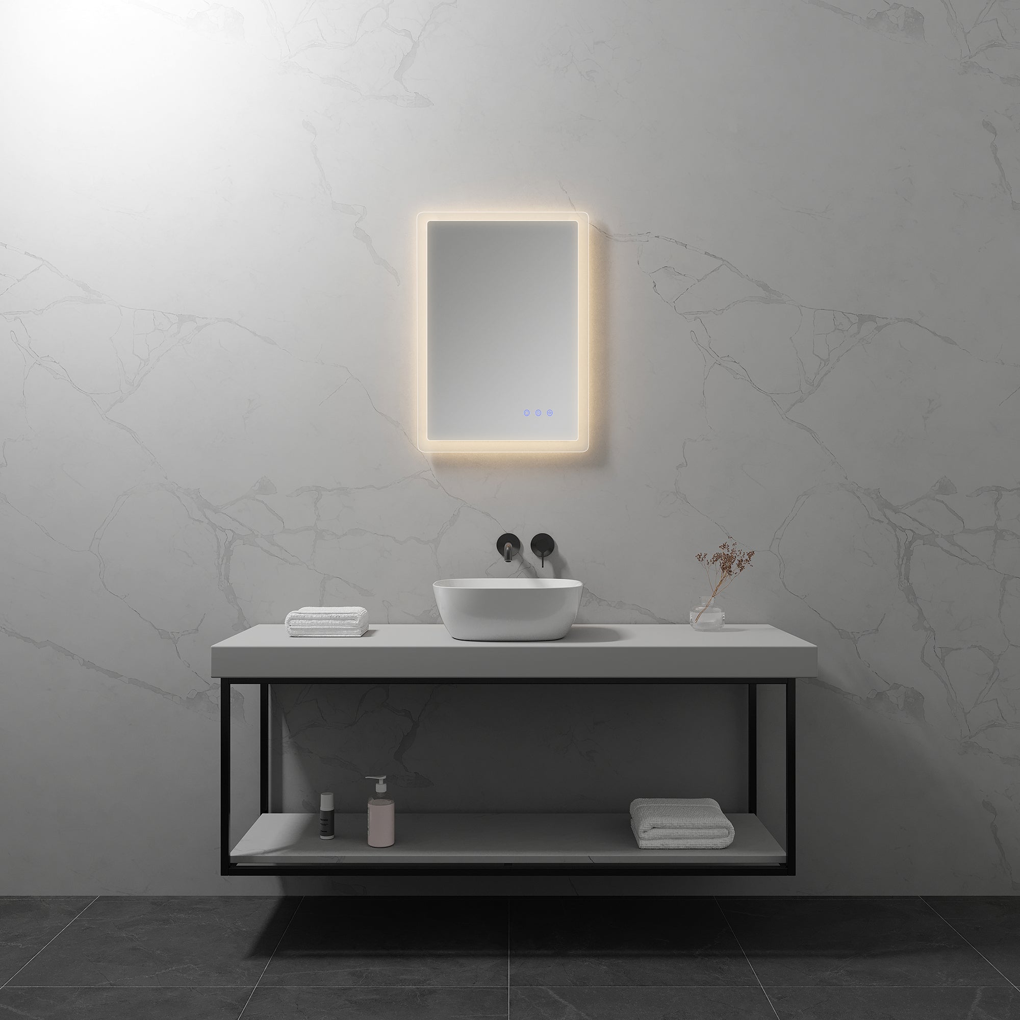 MELLOW - Specchio da bagno rettangolare con luce LED
