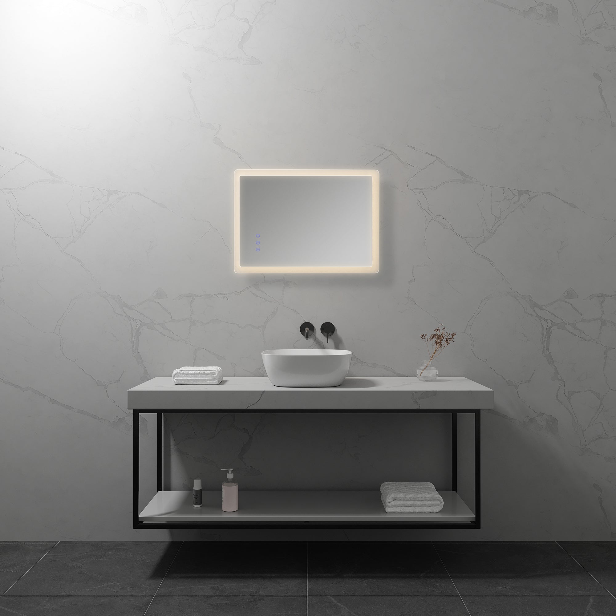 MELLOW - Specchio da bagno rettangolare con luce LED
