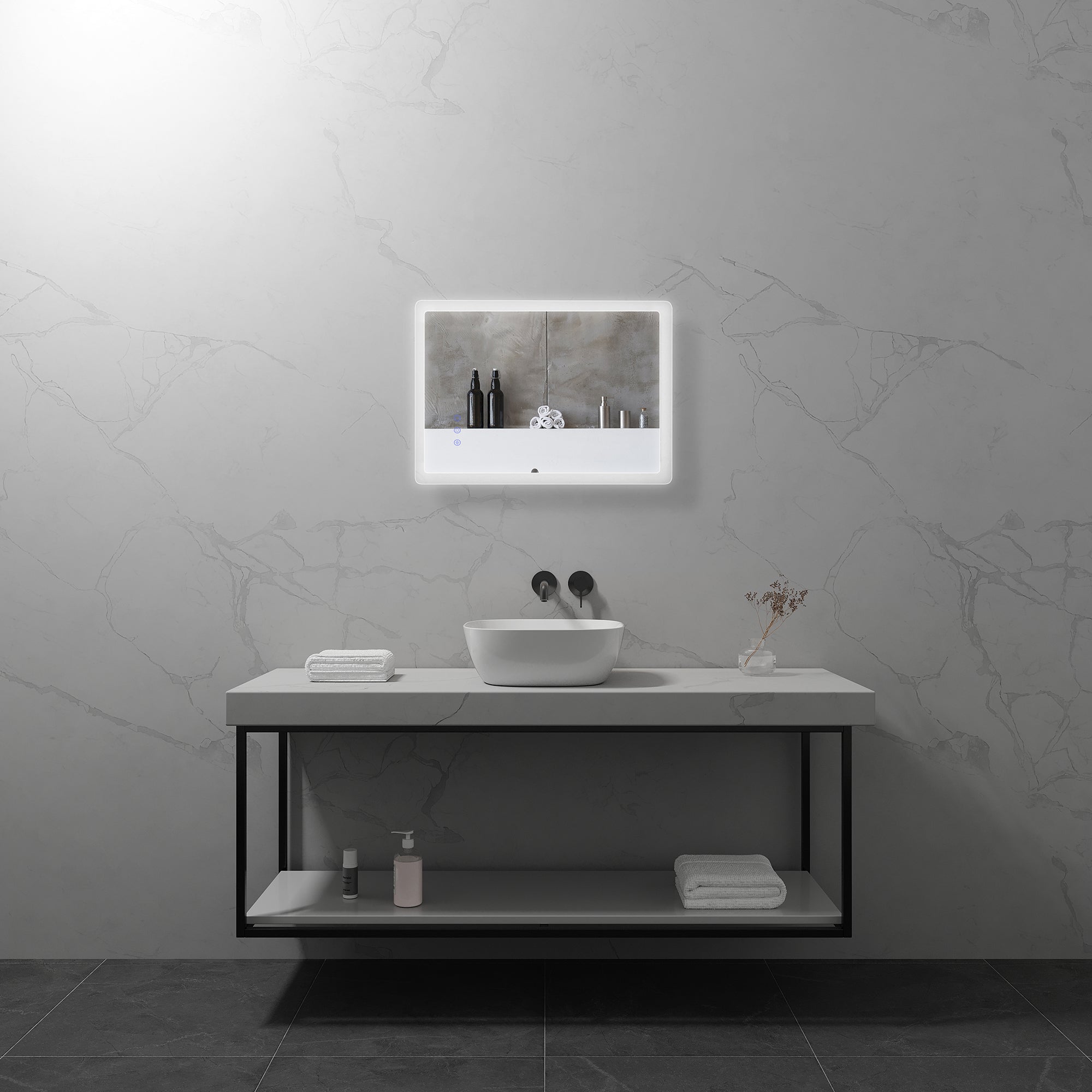 MELLOW - Specchio da bagno rettangolare con luce LED