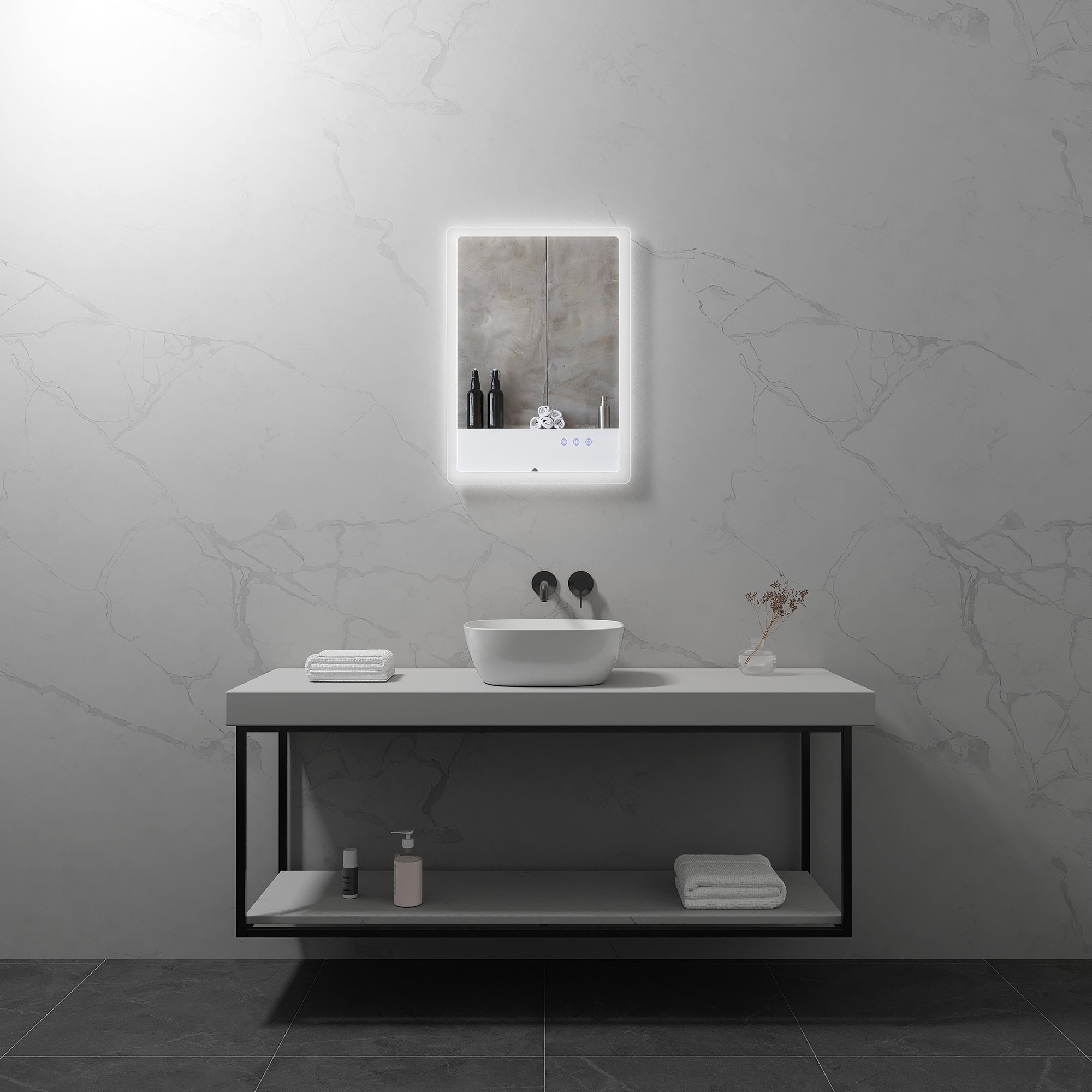 MELLOW - Specchio da bagno rettangolare con luce LED