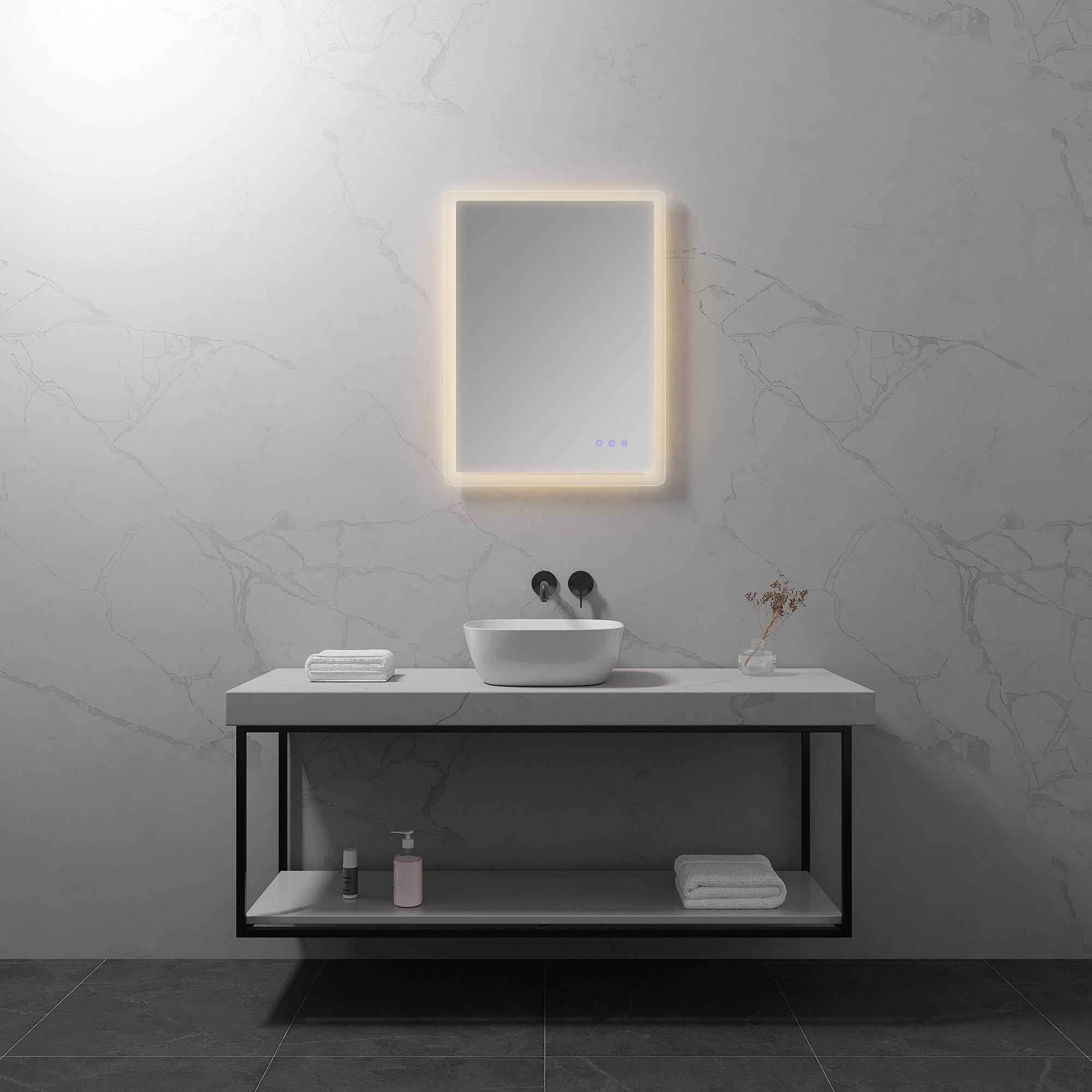 MELLOW - Specchio da bagno rettangolare con luce LED