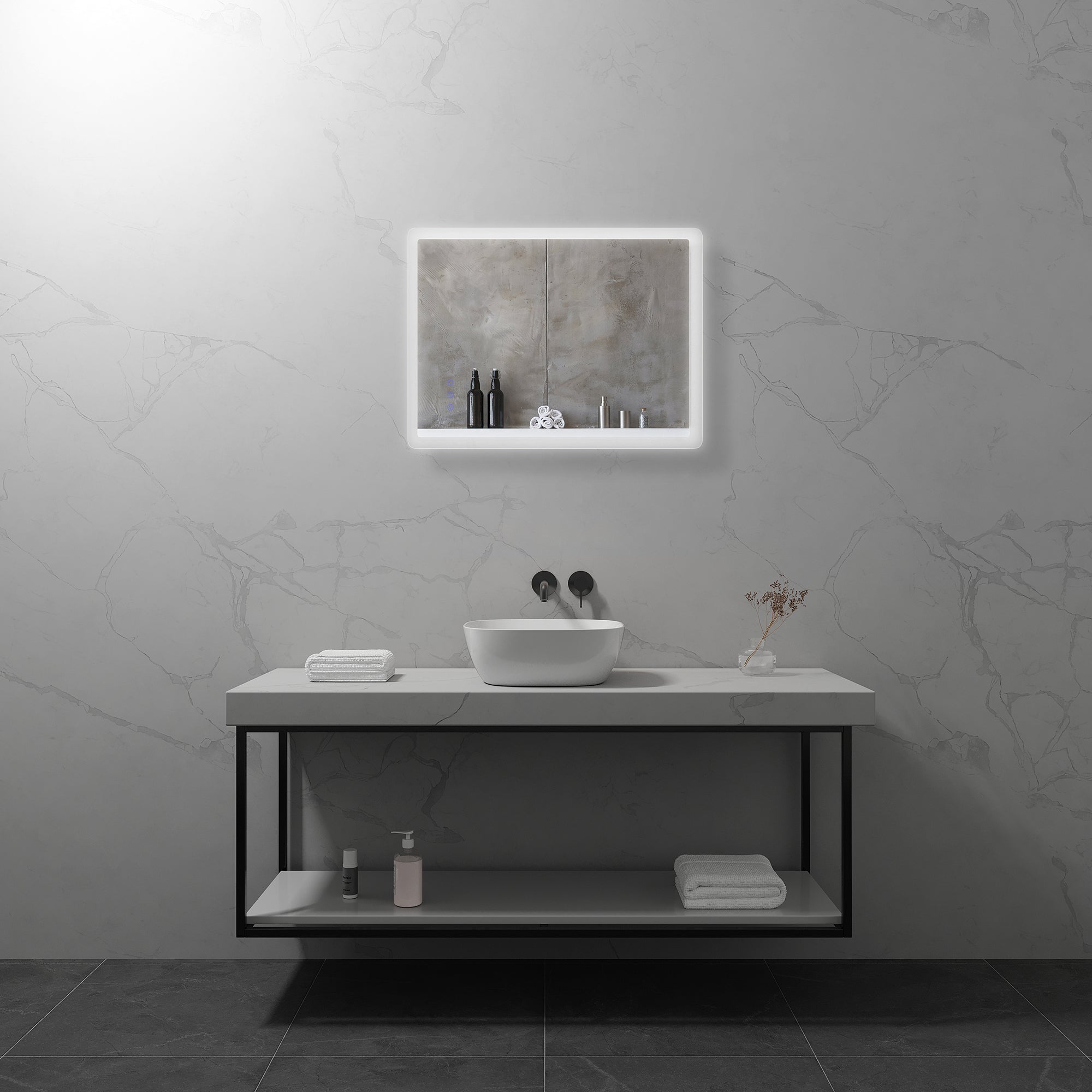MELLOW - Specchio da bagno rettangolare con luce LED