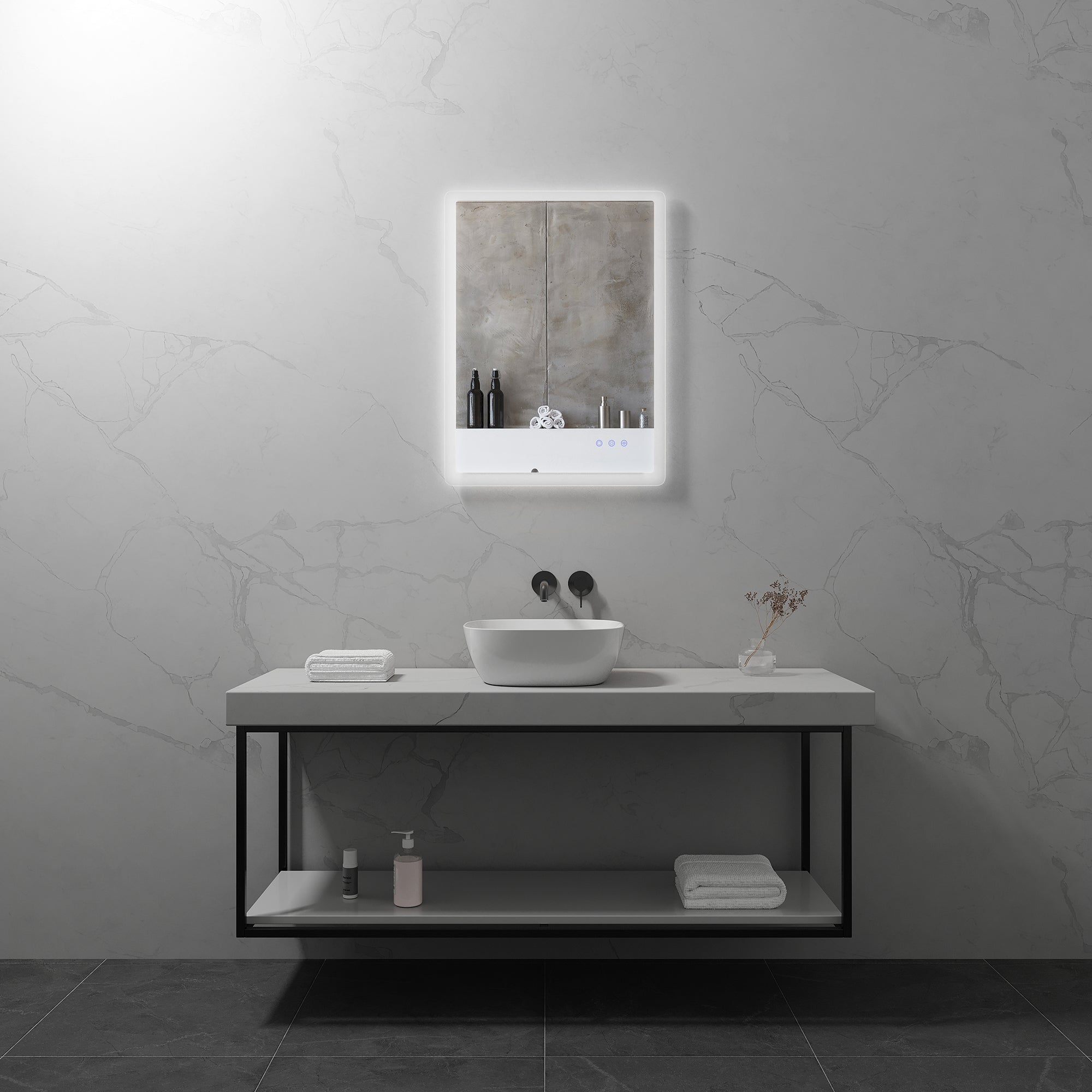 MELLOW - Specchio da bagno rettangolare con luce LED