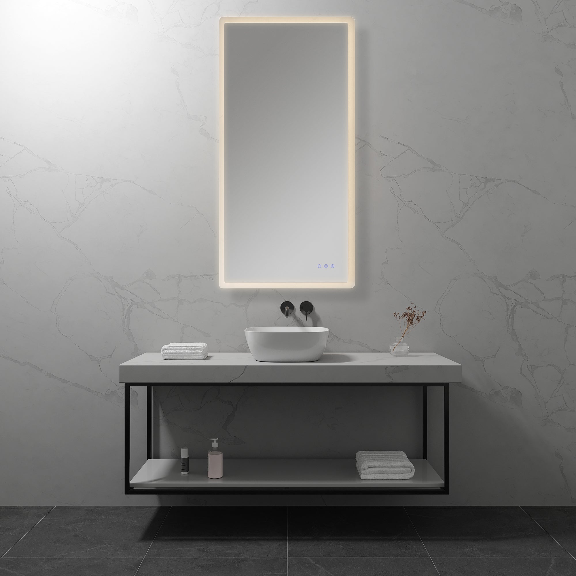 MELLOW - Specchio da bagno rettangolare con luce LED
