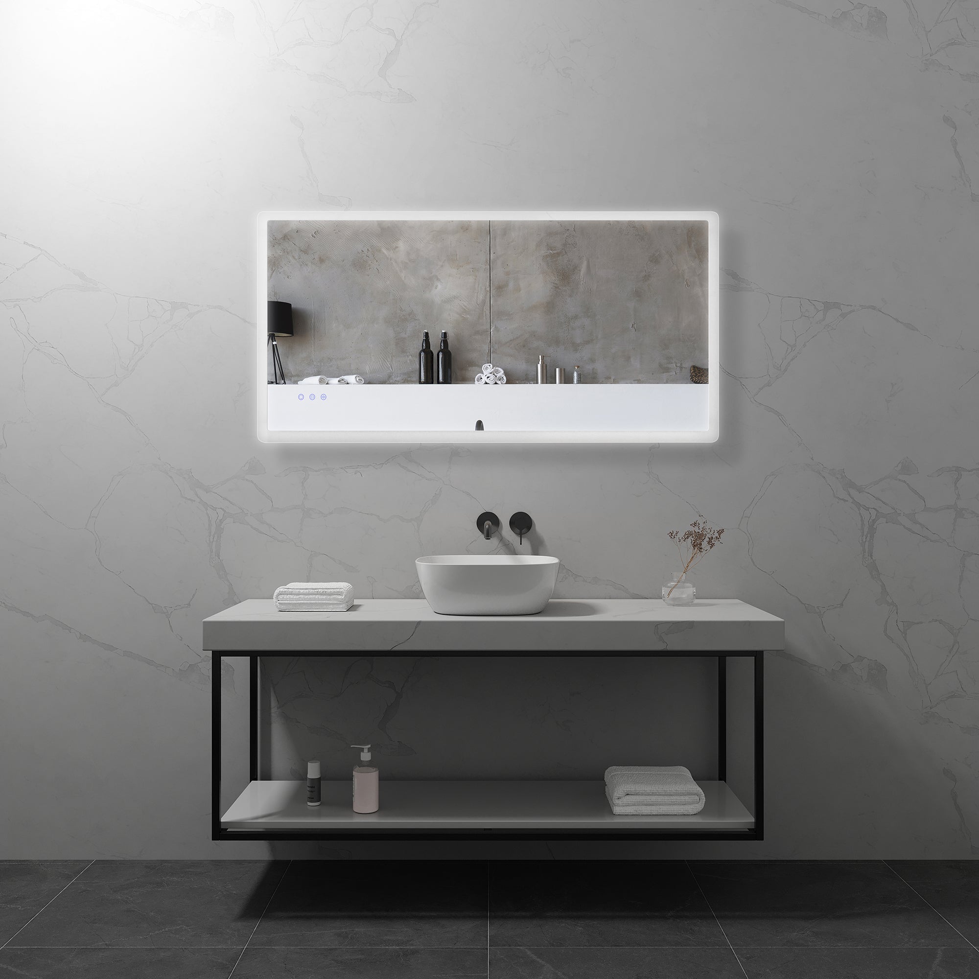MELLOW - Specchio da bagno rettangolare con luce LED