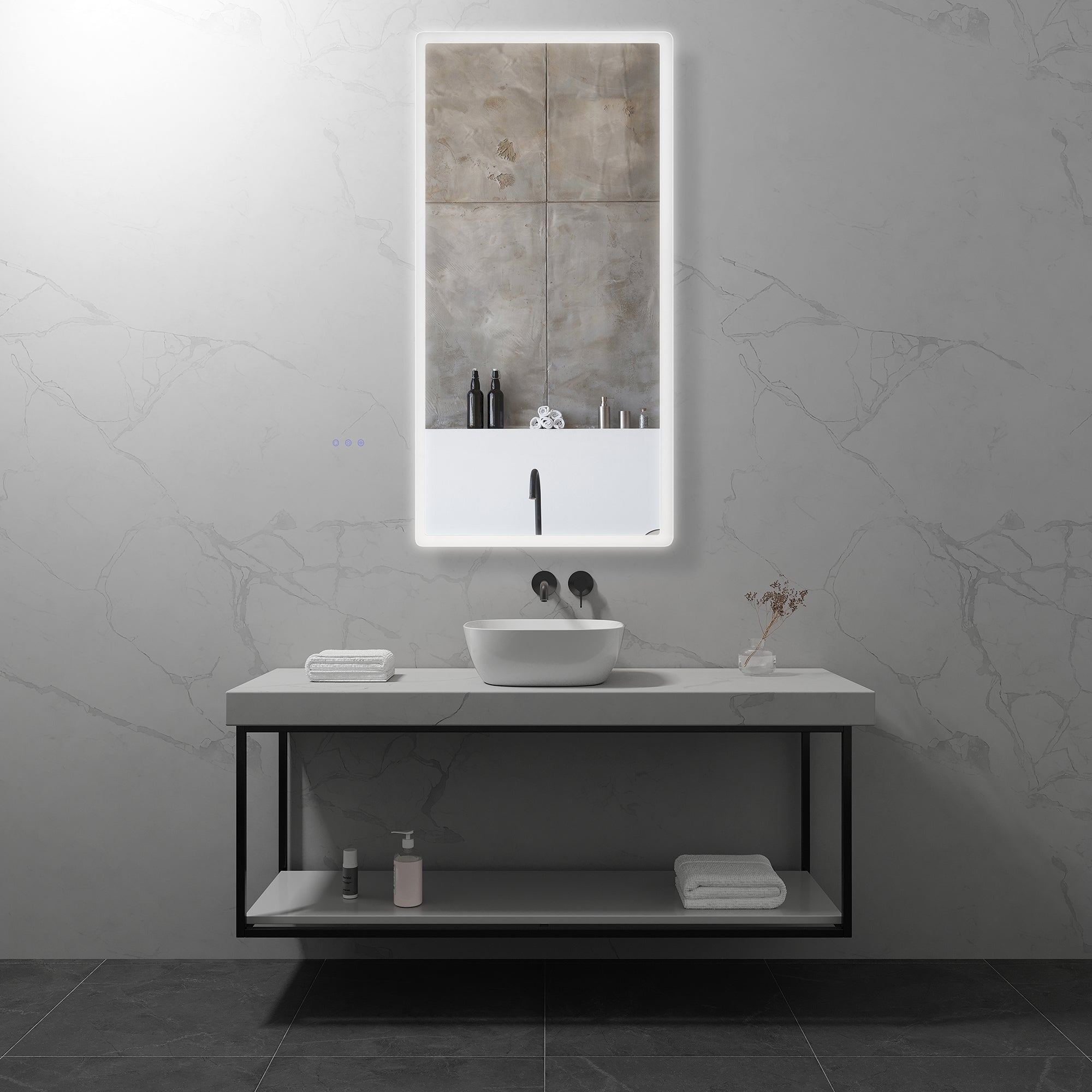 MELLOW - Specchio da bagno rettangolare con luce LED