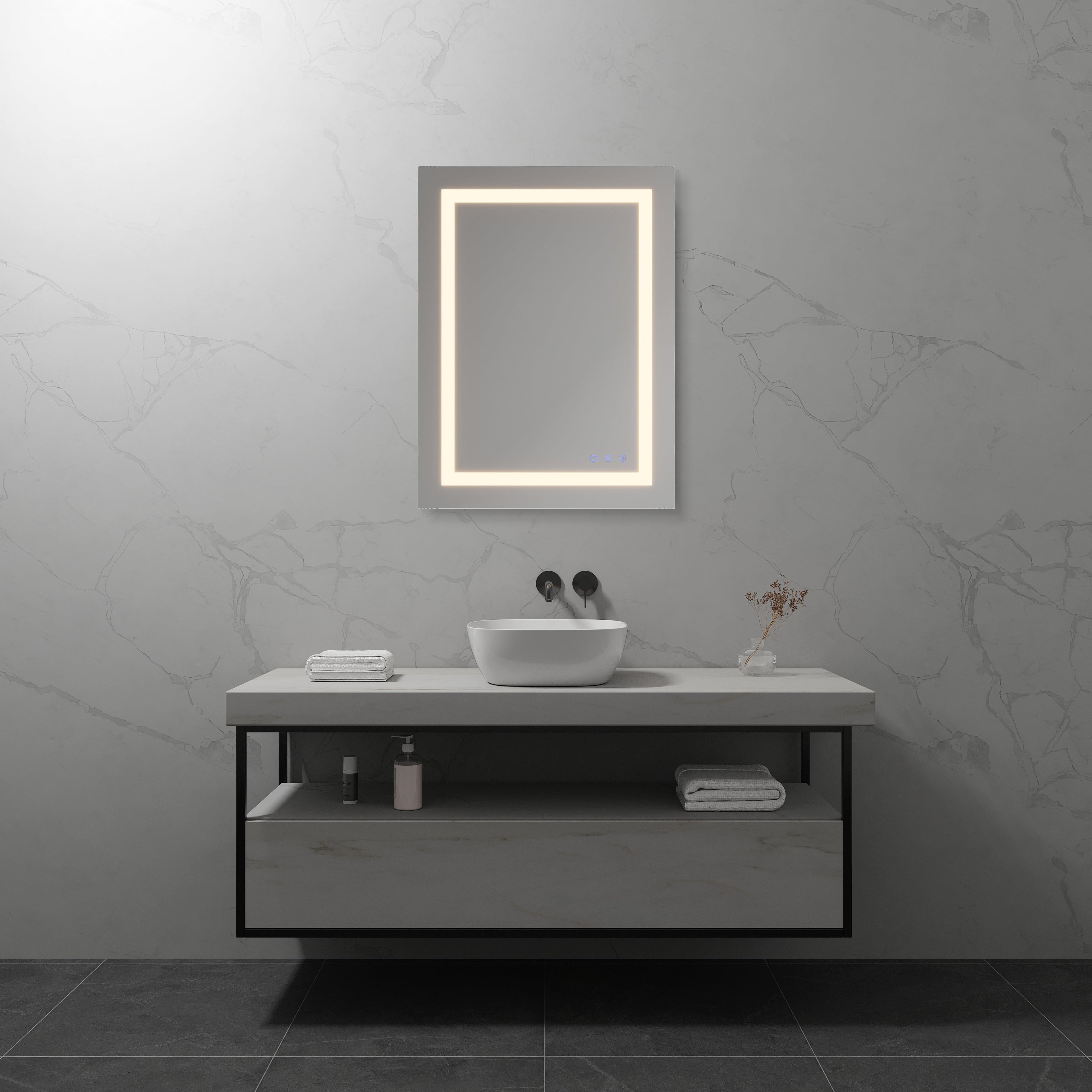OBLONG - Specchio da bagno rettangolare con illuminazione LED
