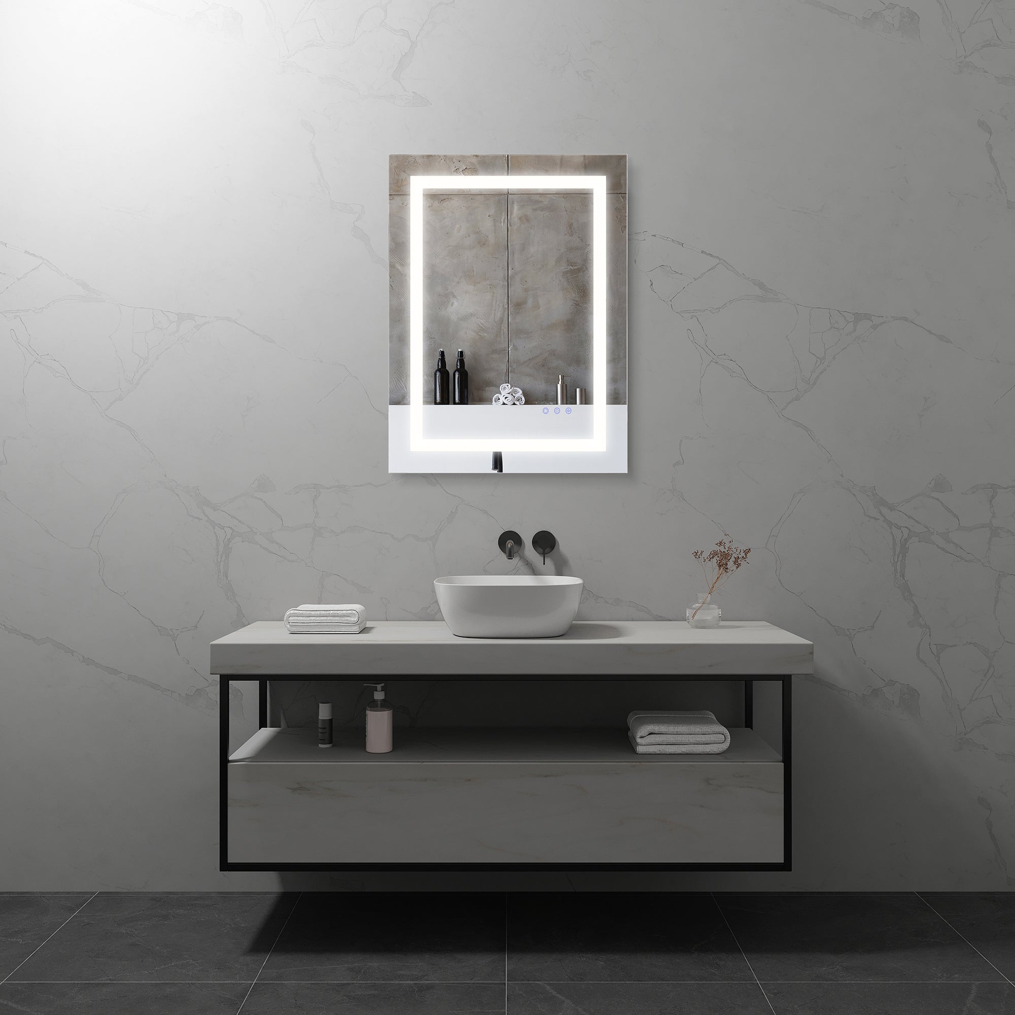 OBLONG - Specchio da bagno rettangolare con illuminazione LED