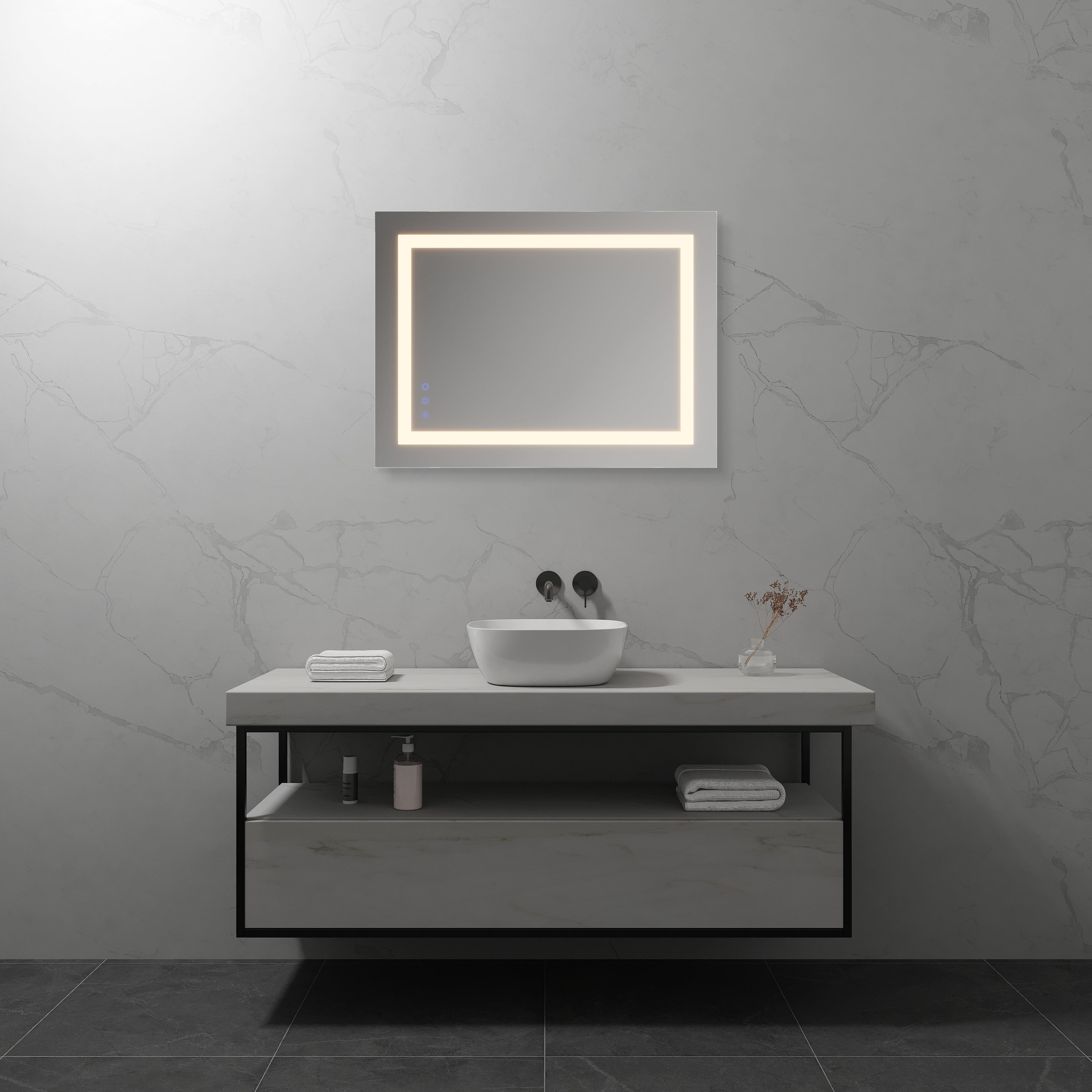 OBLONG - Specchio da bagno rettangolare con illuminazione LED