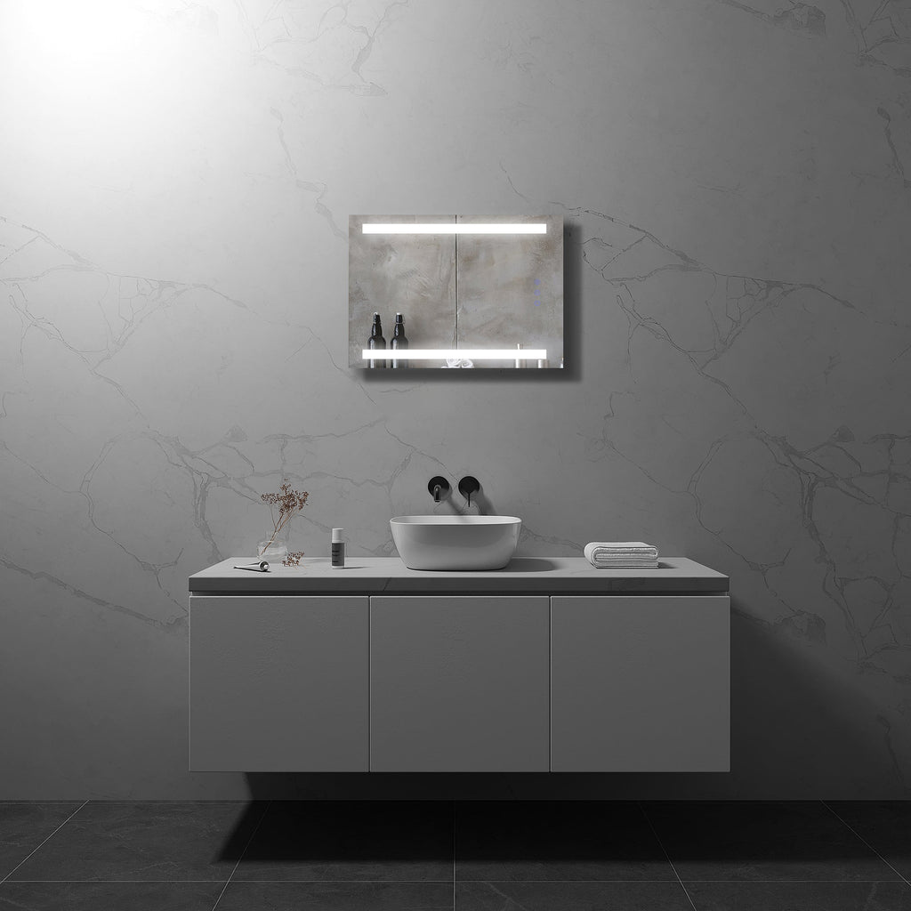 BEAM - Specchio da bagno rettangolare con 2 strisce di luce LED