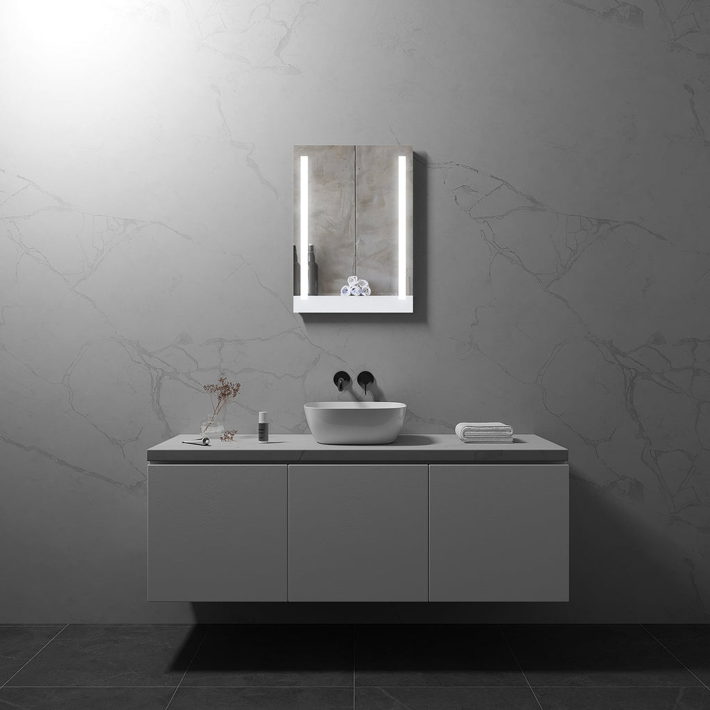 BEAM - Specchio da bagno rettangolare con 2 strisce di luce LED