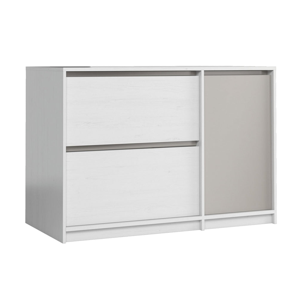 LEON – Cómoda Branca e Cinzenta | 1 Gaveta | K1D