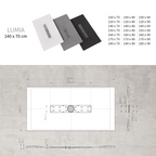 LUMIA - Piatto doccia nero antiscivolo, resistente e durevole - Incl. sifone e griglia inox