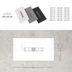 LUMIA - Piatto doccia grigio antiscivolo, resistente e durevole - Incl. sifone e griglia inox